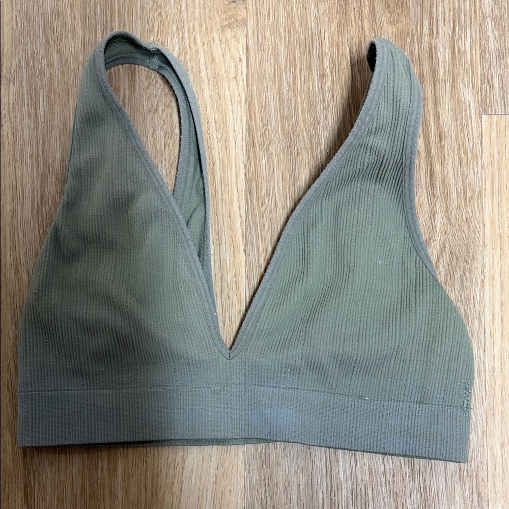 Aerie Sage Ribbed Bralette